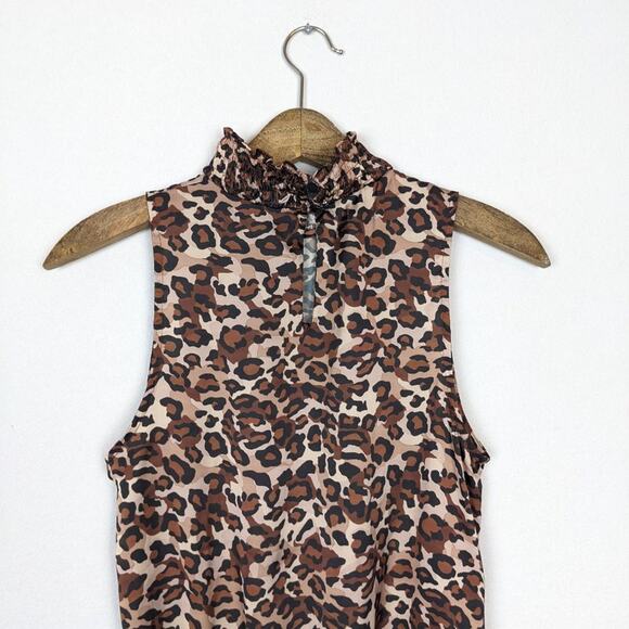 Waverly Grey Leopard Print Mock Neck Sleeveless Top - Picture 4 of 7